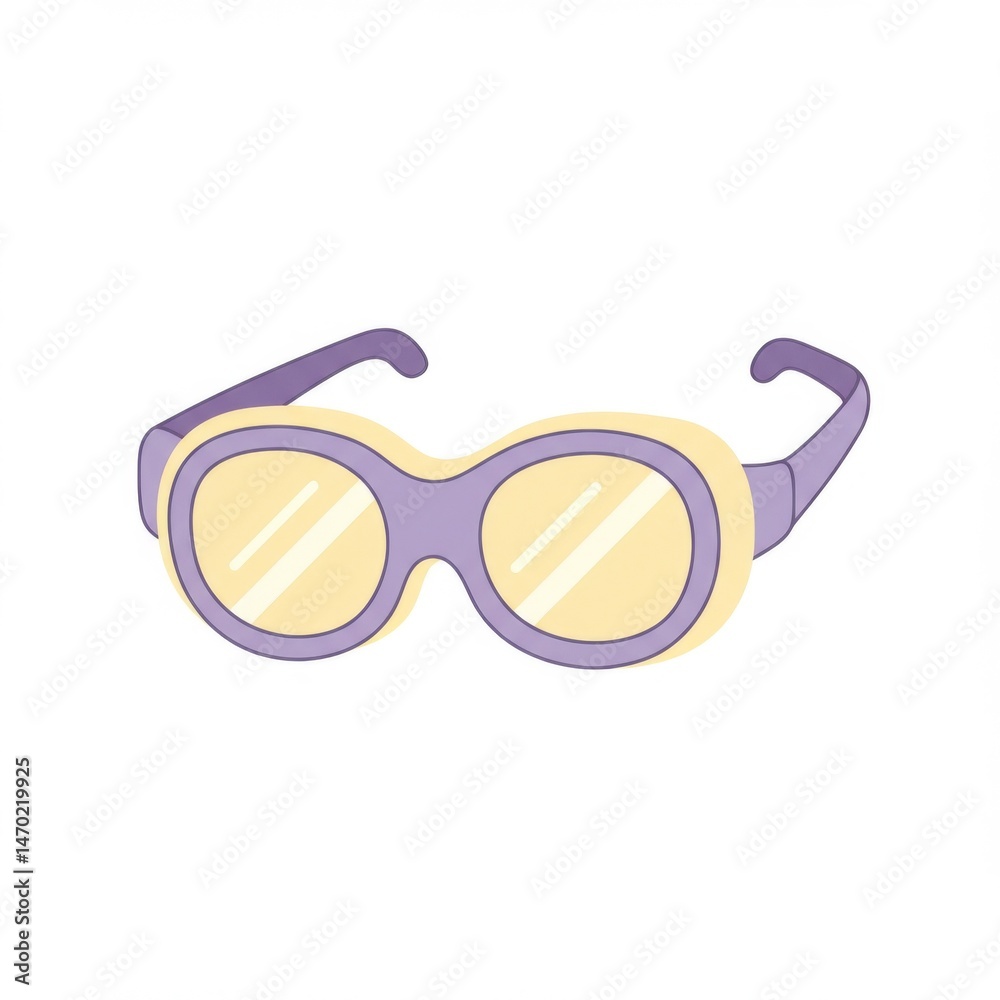 Fototapeta premium Purple and Yellow Round Sunglasses Illustration