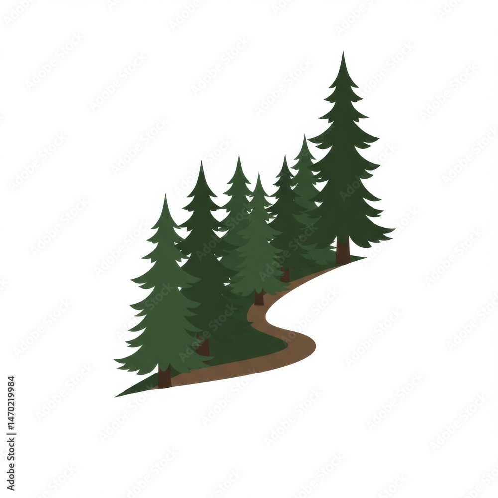 Fototapeta premium Winding Path Through a Lush Evergreen Forest