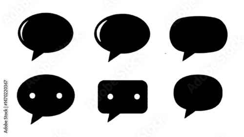 Speech bubbles thin line icons set. Speech, bubble, talk, chat, message, balloon and communication. Vector design