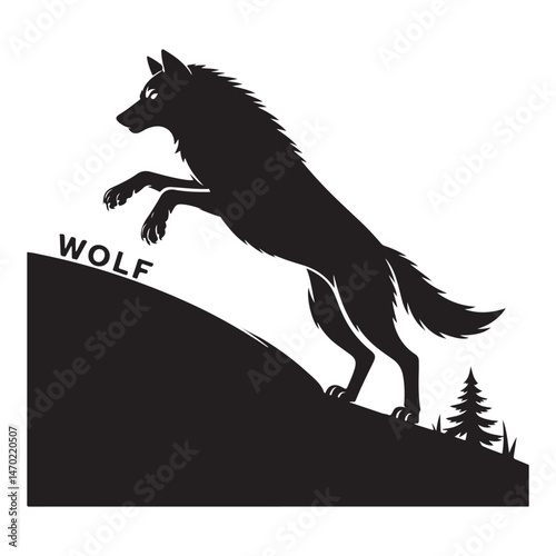 Wolf Standing on Hill Silhouette