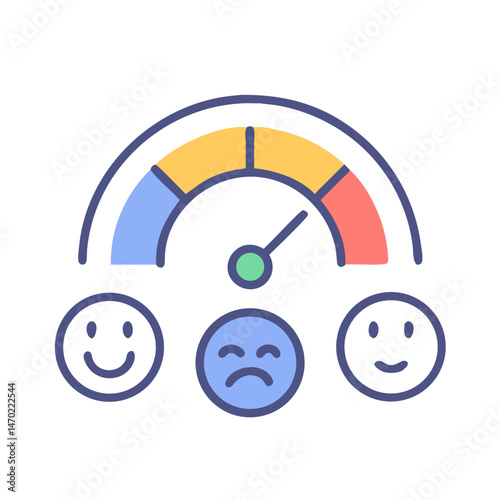 Sentiment Meter Icon – Satisfaction Measurement and Feedback Symbol