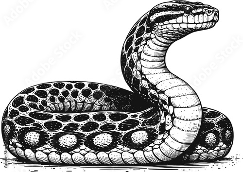 Majestic Anaconda – Detailed Linework Illustration snake linework sketch hand drawn pen drawing vector illustration background