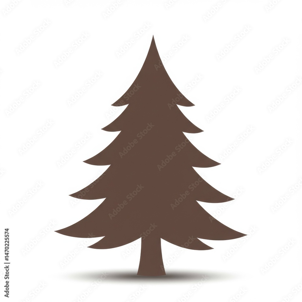Obraz premium Brown Christmas Tree Silhouette on White Background