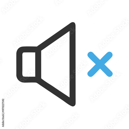 Speaker with X Icon Representing Mute Sound or Audio Off