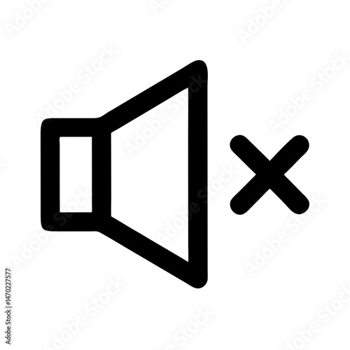 Speaker with X Icon Representing Mute Sound or Audio Off