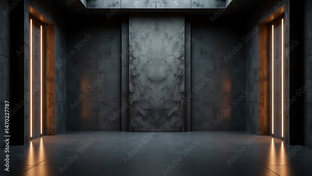 Fototapeta premium Modern Minimalist Interior with Warm LED Lighting and Marble Walls
