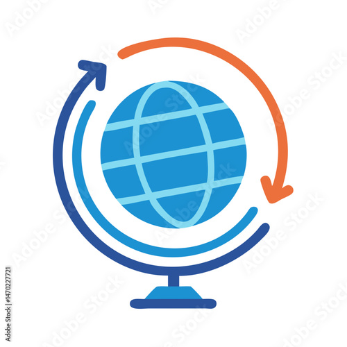 Spinning Globe Icon Representing Geography or Global Connectivity