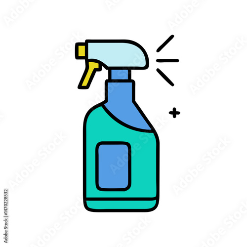 Spray Bottle for Cleaning or Disinfecting Icon Representing Household Cleaning and Hygiene