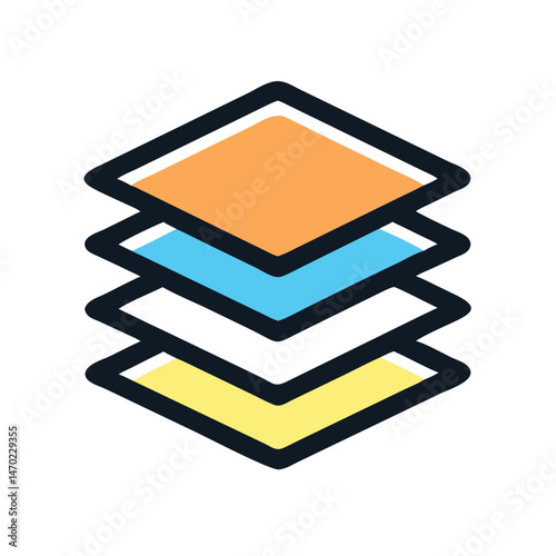 Stacked Layers Icon Representing Data Layers and Information Structuring