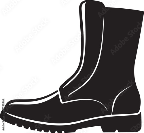 Boot Silhouette Vector | Rugged Black Vector Art Illustration
