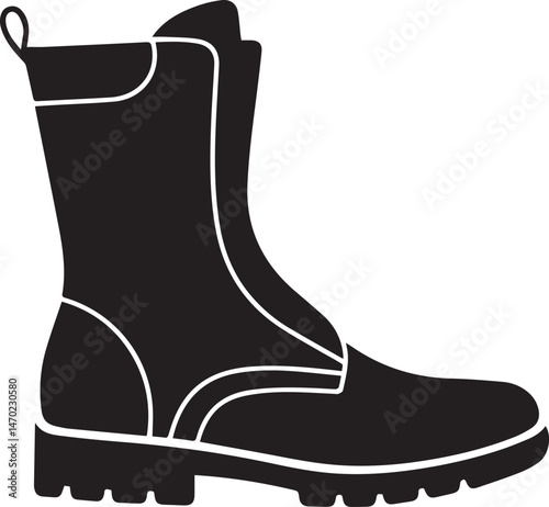 Boot Silhouette Vector | Rugged Black Vector Art Illustration