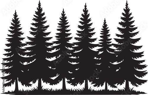 Tall Pine Tree in Forest Silhouette

Lone Pine on Mountain Vector Scene

Rustic Pine Tree Silhouette Design

Minimal Evergreen Tree Vector

Pine Tree Line Art in Nature Setting