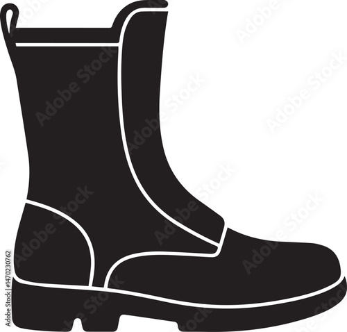 Boot Silhouette Vector | Rugged Black Vector Art Illustration