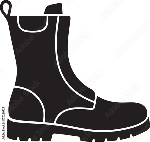 Boot Silhouette Vector | Rugged Black Vector Art Illustration