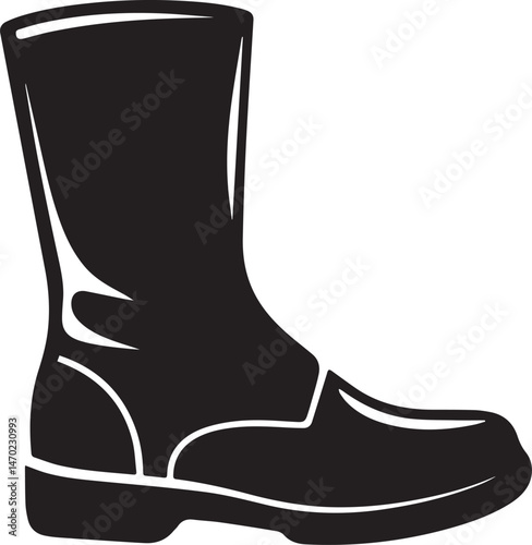 Boot Silhouette Vector | Rugged Black Vector Art Illustration