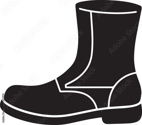 Boot Silhouette Vector | Rugged Black Vector Art Illustration