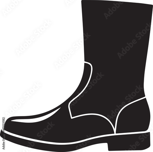 Boot Silhouette Vector | Rugged Black Vector Art Illustration