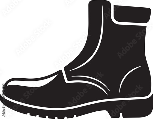 Boot Silhouette Vector | Rugged Black Vector Art Illustration