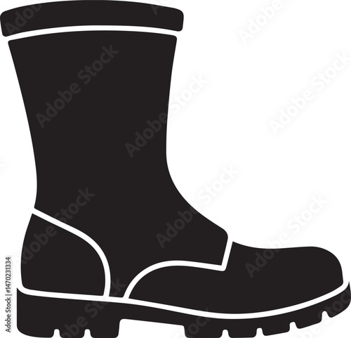 Boot Silhouette Vector | Rugged Black Vector Art Illustration