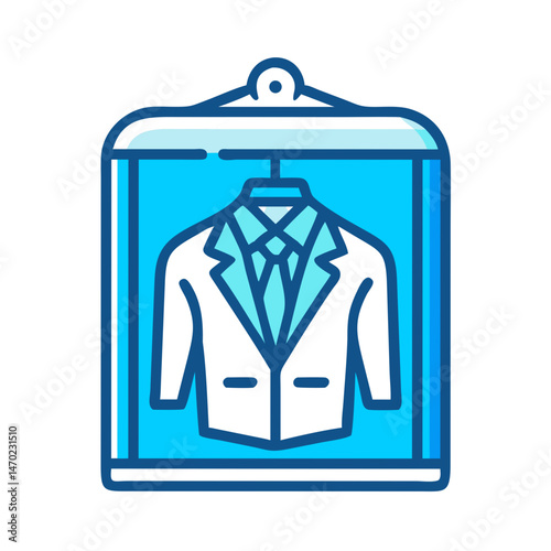 Suit in Garment Bag Icon Representing Laundry or Dry Cleaning Service