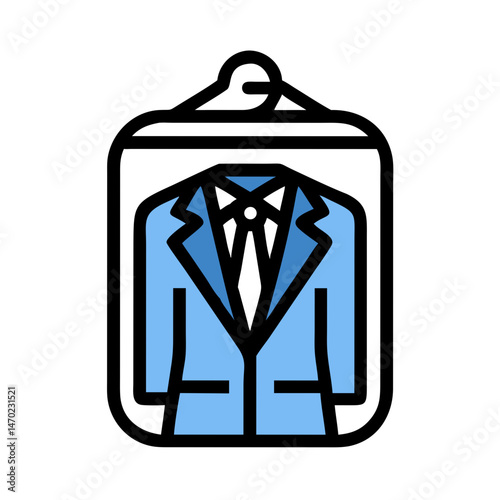 Suit in Garment Bag Icon Representing Laundry or Dry Cleaning Service