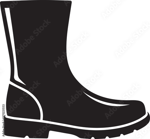 Boot Silhouette Vector | Rugged Black Vector Art Illustration
