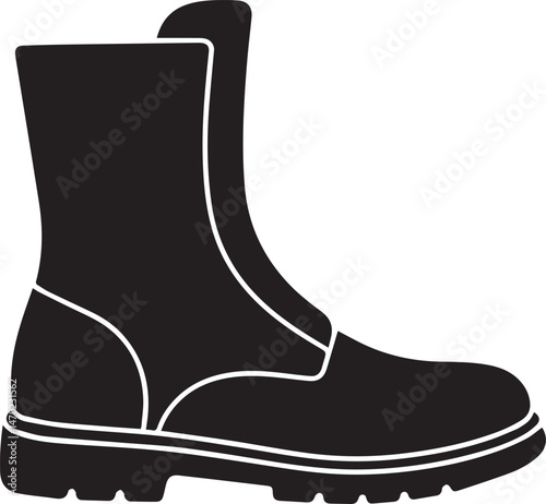 Boot Silhouette Vector | Rugged Black Vector Art Illustration