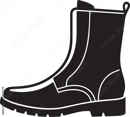 Boot Silhouette Vector | Rugged Black Vector Art Illustration