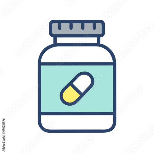 Supplement Container with Pill Icon Representing Health and Nutritional Supplements