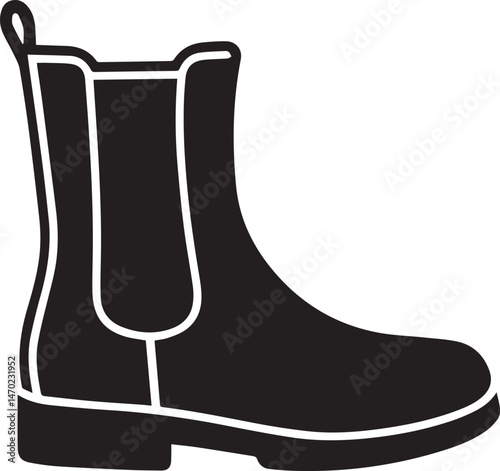 Boot Silhouette Vector | Rugged Black Vector Art Illustration