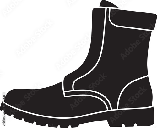 Boot Silhouette Vector | Rugged Black Vector Art Illustration