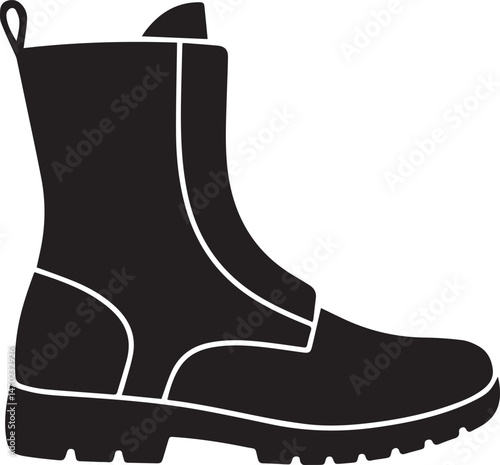 Boot Silhouette Vector | Rugged Black Vector Art Illustration