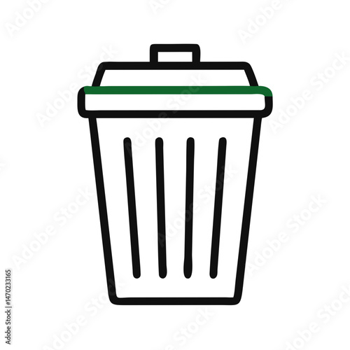 Tall Trash Can with Lid Icon Representing Waste Disposal and Cleanliness