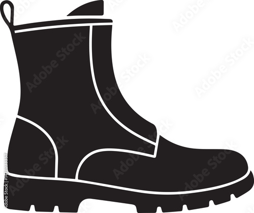 Boot Silhouette Vector | Rugged Black Vector Art Illustration