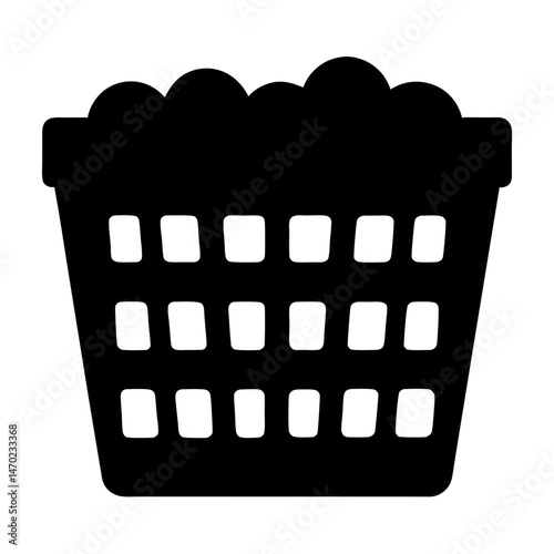 Full laundry basket silhouette with rounded top and rectangular openings