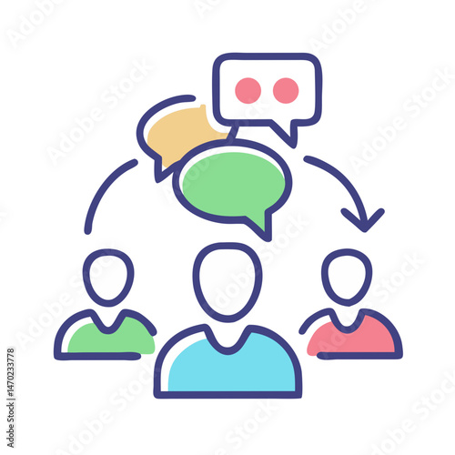 Team Communication Icon Representing Collaborative Work and Group Interaction