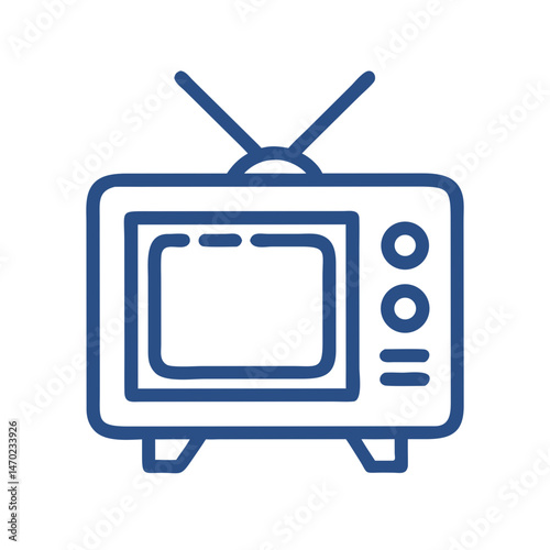 Television Icon Representing Broadcast Display and Media Viewing