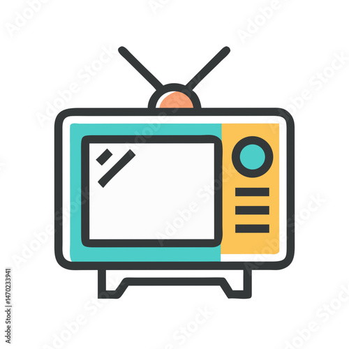Television Icon Representing Broadcast Display and Media Viewing