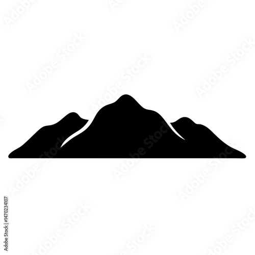 A striking silhouette of three mountains against a stark white background