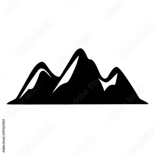 Silhouette of Three Mountain Peaks with Sharp Ridges and Bold Contrast