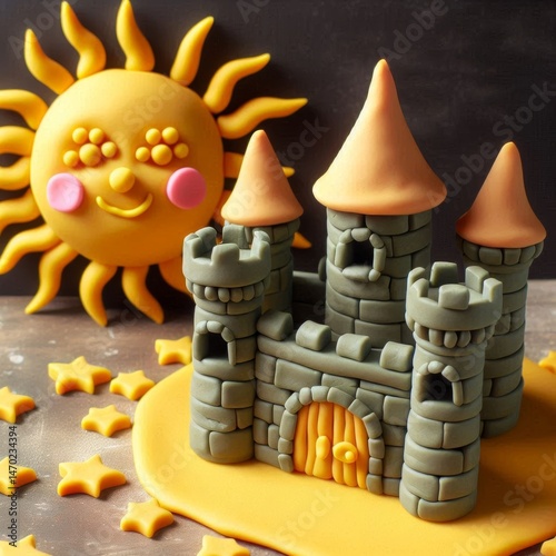 Sand castle shape under the sun