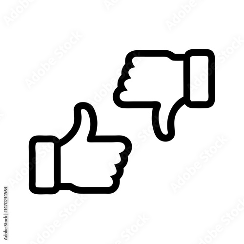 Thumbs Vote Icon Representing Like and Dislike Feedback and User Interaction