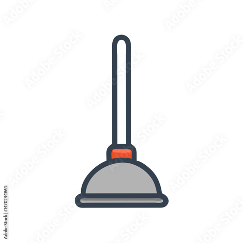 Toilet Plunger Tool Icon Representing Plumbing and Drain Cleaning