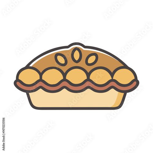 Traditional Tart or Filled Pastry Icon Representing Bakery Dessert and Sweet Treat