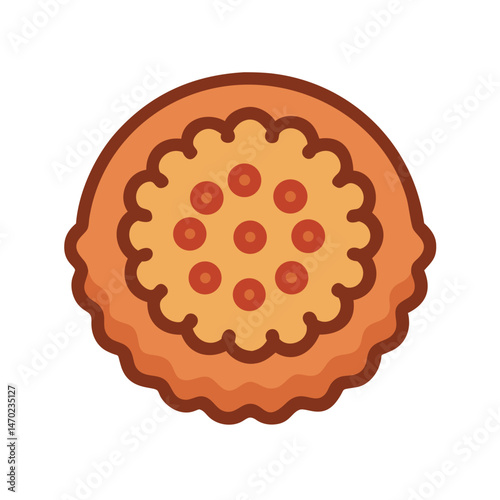 Traditional Tart or Filled Pastry Icon Representing Bakery Dessert and Sweet Treat