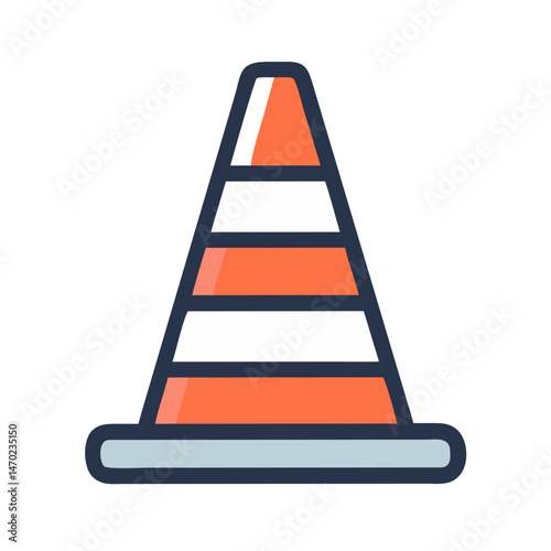 Traffic Cone Icon Representing Road Safety Indicator and Construction Zone Warning

