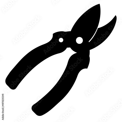 Silhouette of garden pruners or shears tool for trimming plants