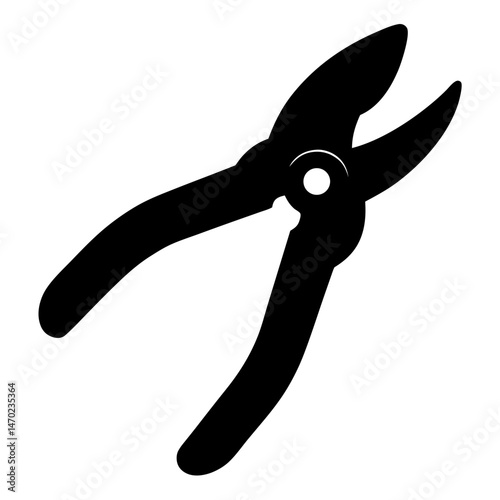 Monochrome illustration of a pair of open pliers, a hand tool