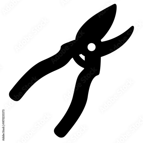 Black silhouette of garden pruners or secateurs, a tool for gardening