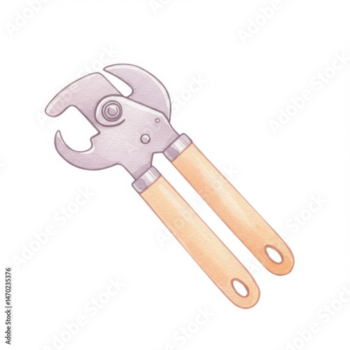 Vintage Metal Can Opener with Wooden Handles